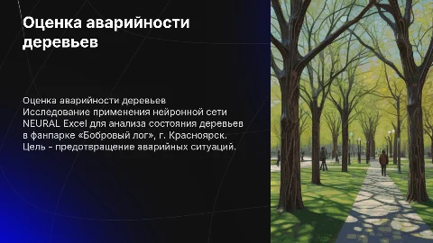 Оценка аварийности деревьев с нейронной сетью NEURAL Excel