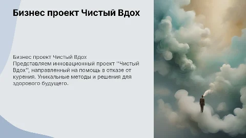 Бизнес проект для инвесторов Чистый Вдох - Бросить курить