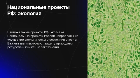Национальные проекты РФ: экологическое благополучие