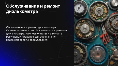 Техническое обслуживание и ремонт диэлькометра