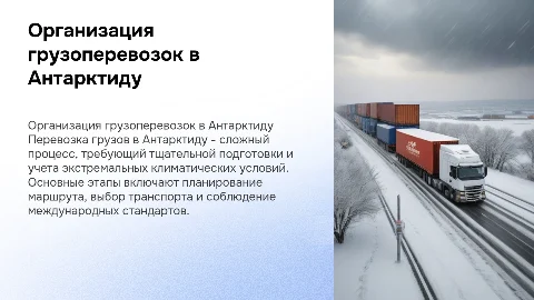 Организация перевозки грузов в Антарктиду