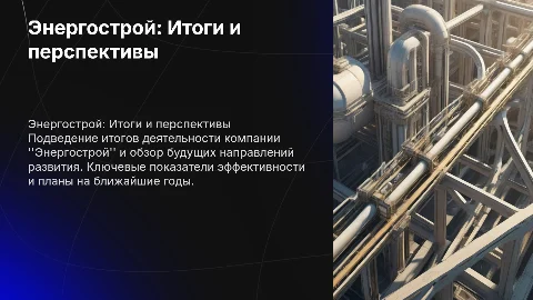 Энергострой: Итоги работы и перспективы компании