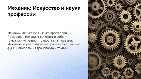 Механик моя професия