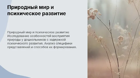 Особенности представлений о природном мире у дошкольников