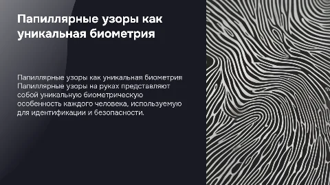 Папиллярные узоры на руках как биометрическая особенность