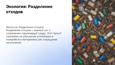 Экология. Проект: Разделение отходов