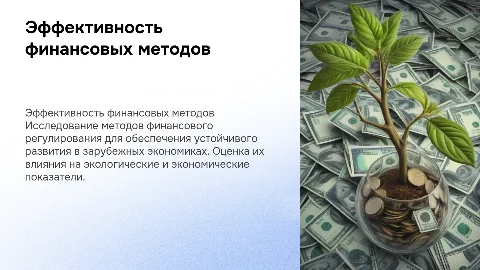 Оценка эффективности финансовых методов регулирования