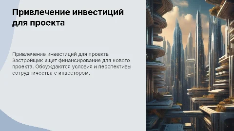 Презентация для инвест комитета: привлечение инвестиций