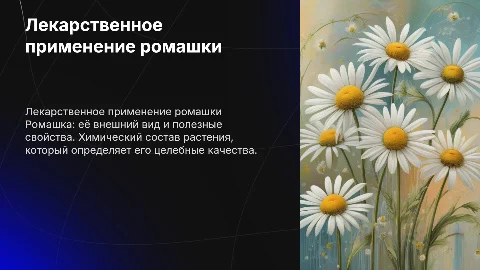 Лекарственное применение ромашки внешние признаки химический состав