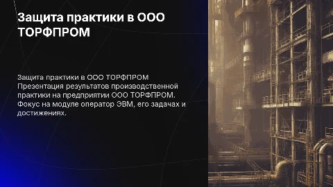 Защита производственной практики на ООО ТОРФПРОМ