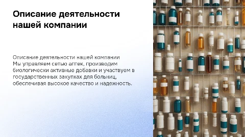 Описание деятельности нашей компании в аптечном бизнесе