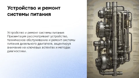 Устройство и ремонт системы питания дизельного двигателя