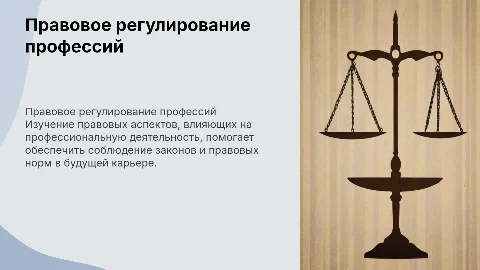 Правовое регулирование будущей профессиональной деятельности