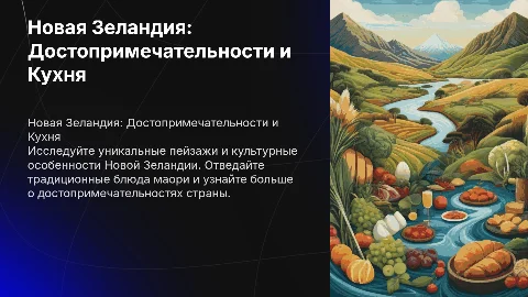 Тема новая Зеландия достопримечательности кухня на английском