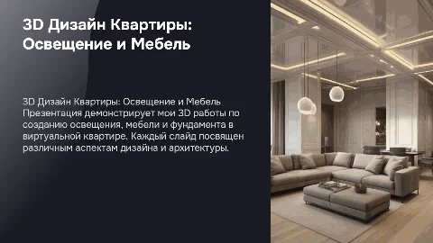 3D Дизайн Квартиры: Освещение, Мебель и Фундамент