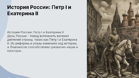 День России: Петр I, Екатерина II и Ломоносов