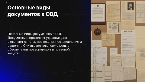 Основные виды документов, образующихся в деятельности ОВД.​