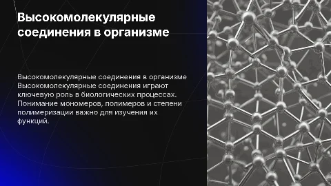 Высокомолекулярные соединения и их роль в организме