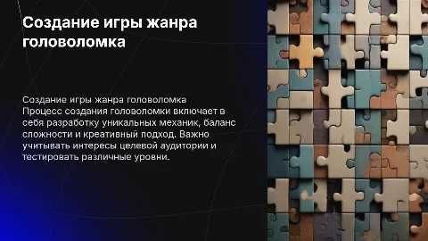 Как создается игра жанр головоломка