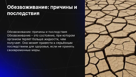 Обезвоживание. Причины. Симптомы. Исходы