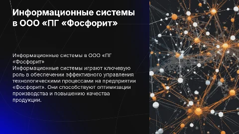 Системы информационного обеспечения технологических процессов