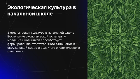 Формирование экологической культуры младших школьников