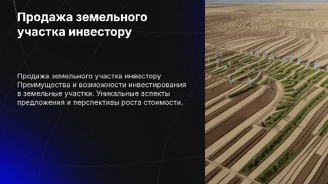 продажа земельного участка инвестору