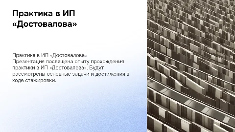 Практика в ИП «Достовалова»: опыт и достижения