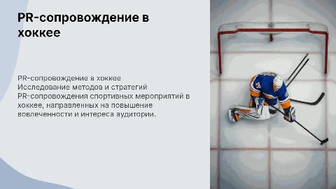 Презентация по PR-сопровождению спортивных мероприятий в хоккее