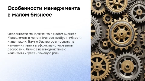 специфика менеджмента в малом бизнесе