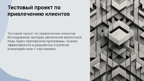 Тестовый проект по привличению клиентов от партнеров