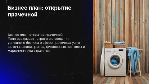 Бизнес план по открытию прачечной