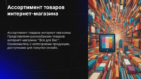 Ассортимент товаров интернет магазина "Все для Вас"