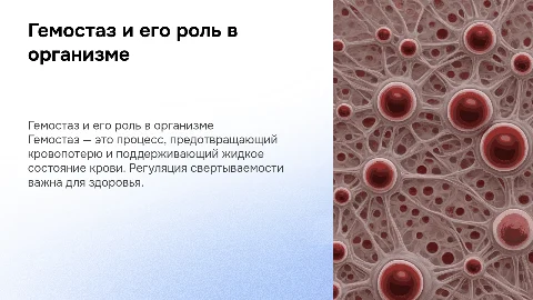 Гемостаз и регуляция свертываемости крови