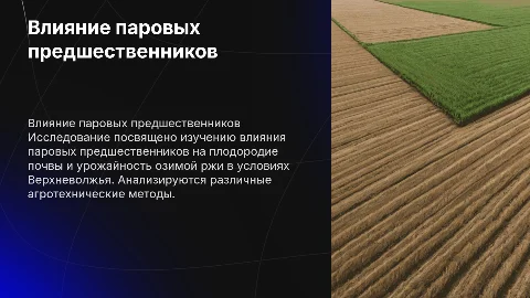Влияние паровых предшественников на урожайность озимой ржи