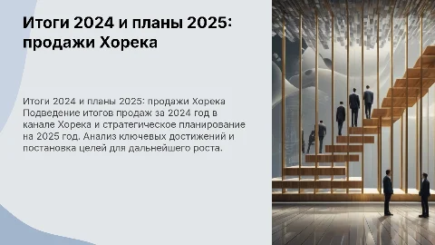 Итоги 2024 г Планы 2025 г продажи в канале Хорека
