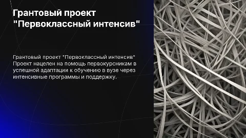 Грантовый проект "Первоклассный интенсив" для первокурсников