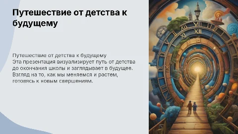 Презентация о трансформации из детства в будущее