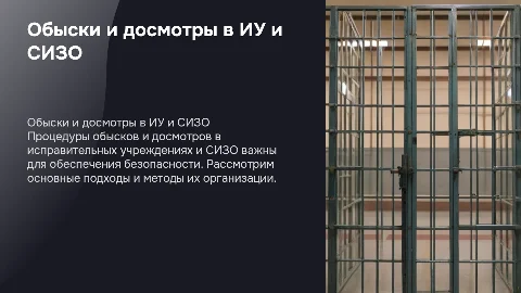 Организация обысков и досмотров в ИУ и СИЗО