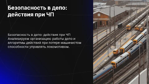 Организация работы эксплуатационного депо: действия при ЧП