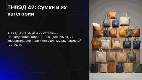 Презентация ТНВЭД 42: Сумки и их категории
