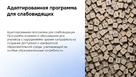 Адаптированная образовательная программа для слабовидящих