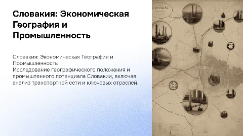 Словакия, эконом-географическое положение и промышленность
