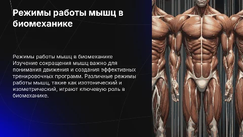 Режимы работы (сокращения) мышц в биомеханике