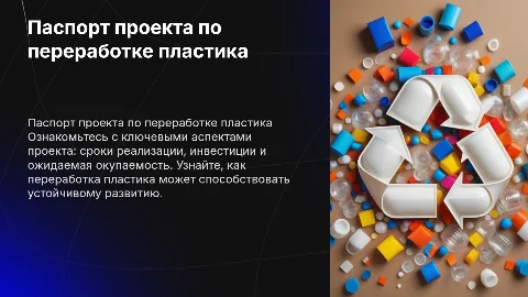 Паспорт проекта по переработке пластика: сроки и окупаемость