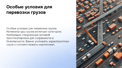Номенклатура грузов, требующих особых условий перевозки