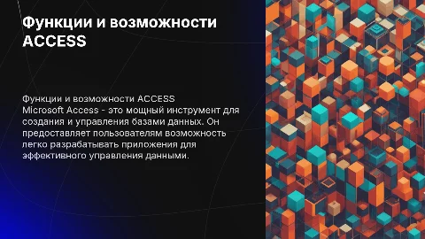 Функции и принадлежности программы ACCESS