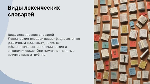 Виды лексических словарей