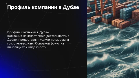 Профиль компании по морским грузоперевозкам в Дубае