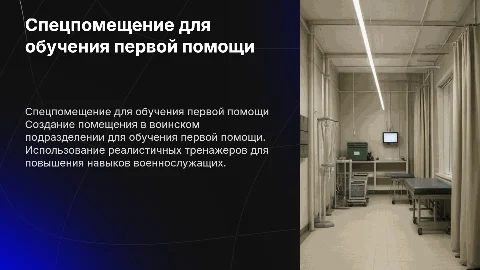 Создание спец помещения для обучения первой помощи в армии